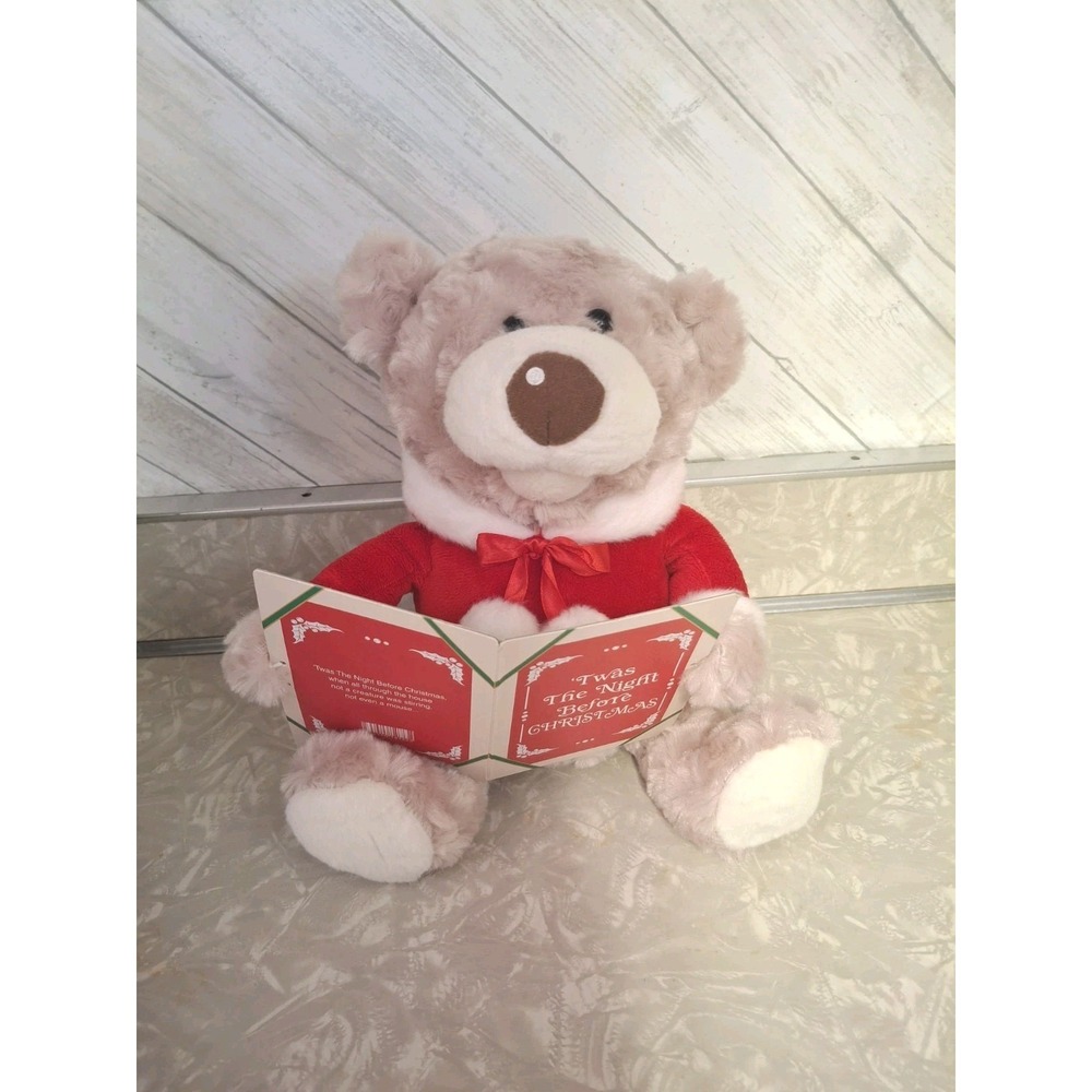 Twas The Night Before Christmas Reading Teddy Bear Plush Stuffed Talking WORKS